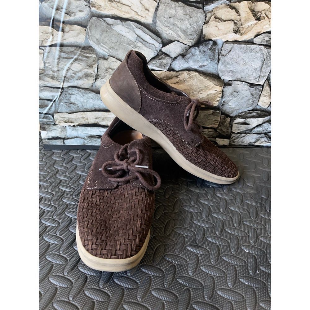 UGG ENERG Men's Oxford Tread Lite Size 9 Brown Woven Suede Lace Up